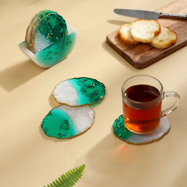 Green_&_White_Resin_Set_Of_6_Resin_Coasters_With_Stand_For_Home_And_Dining_Table_,_Stylish_Coasters_For_Tea_Coffee_And_Bar_(_(10X8)Cm_)