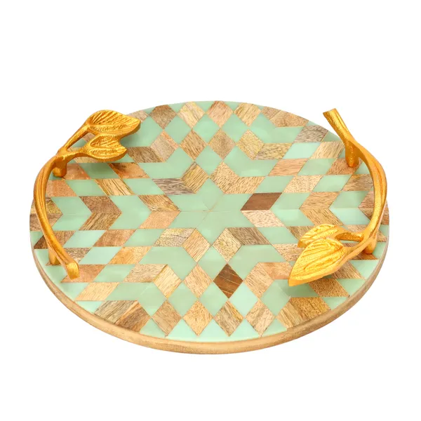 Blue_Wooden_Resin_Round_Serving_Platter_With_Inlay_Work_In_Resin_And_Wood_,_Snacks_And_Cheese_Platter_For_Home_&_Dining_Table_,_Multipurpose_Tray_With_Handles_(_(30X30)Cm_)
