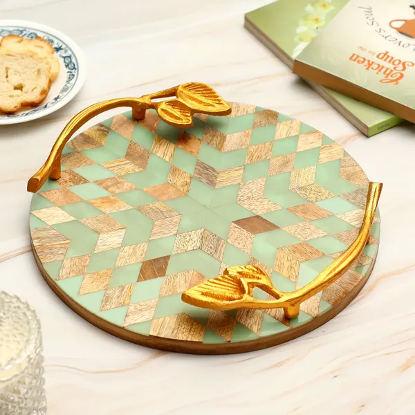 Blue_Wooden_Resin_Round_Serving_Platter_With_Inlay_Work_In_Resin_And_Wood_,_Snacks_And_Cheese_Platter_For_Home_&_Dining_Table_,_Multipurpose_Tray_With_Handles_(_(30X30)Cm_)