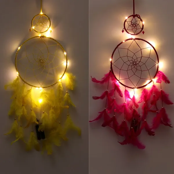 Dream_Catcher_with_Lights_Wall_Hanging_with_2_Ring_with_Pink_&_Yellow_Feathers_and_Lights_for_Home_D?cor,_Diwali_Gifting_Hanging_Decoration_(Pack_of_2)