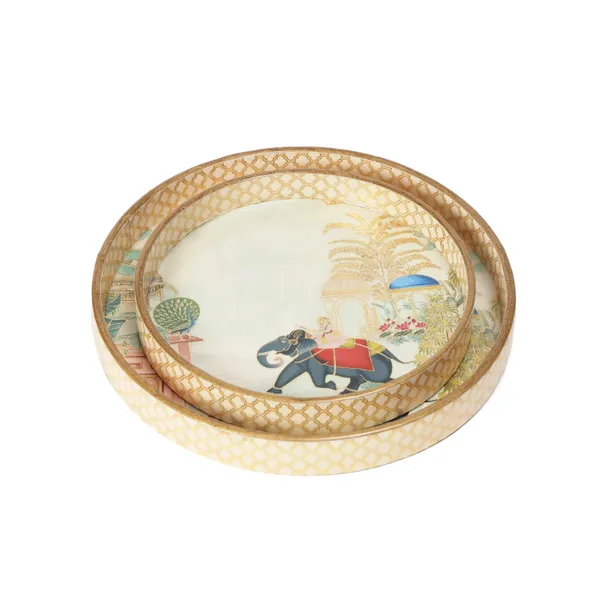 Wooden_Enamel_Coated_Round__Set_of_2_Trays_|_Serving_Tray_for_Home_&_Dining_Table_|_Printed_Multipurpose_Trays__(7x7_,_9x9_Inches)