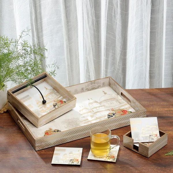 Cream_&_Gold_Wooden_Waterproof_Wooden_Enamel_Coated_Rectangle_Serving_Tray_Coasters_And_Napkin_Holder_Set_For_Home_And_Dining_Table_,_Multipurpose_Tray_&_Tissue_Holder_(_(46X31X5||10X10||19X19)Cm_)_(Set_Of_3)