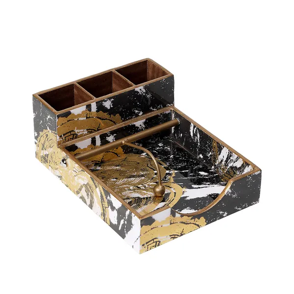 Black_&_Gold_Wooden_Enamel_Coated_Multi_Utility_Wooden_Holders_With_4_Sections_,_Spoon_Stand_Chammach_Holder_With_Napkin_Holder_,_Pen_Stand_(_(20X26X11)Cm_)