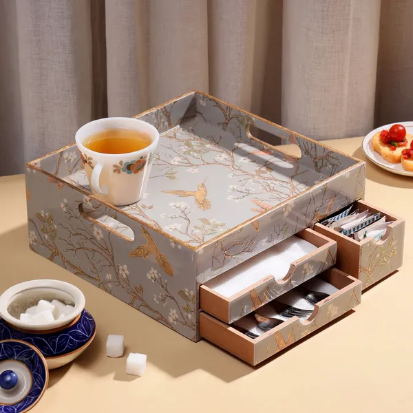 Silver_&_Gold_Wooden_Wooden_Enamel_Coated_Multi_Serving_Tray_With_3_Drawers_For_Home_,_Multi_Storage_Organizer_Tray_,_Dining_Tray_,_Drawer_Tray_(_(25X25X12)Cm_)