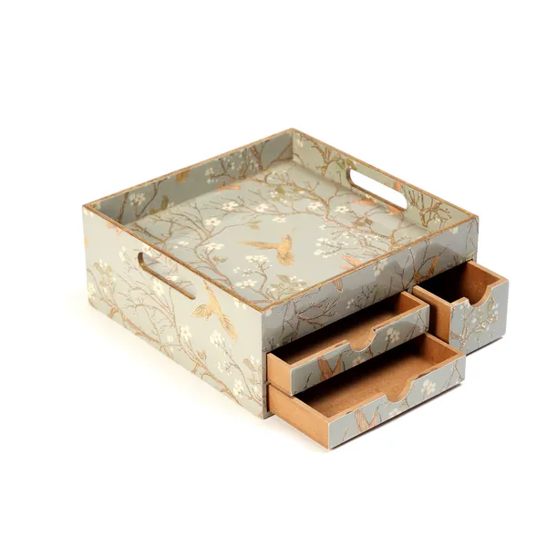 Silver_&_Gold_Wooden_Wooden_Enamel_Coated_Multi_Serving_Tray_With_3_Drawers_For_Home_,_Multi_Storage_Organizer_Tray_,_Dining_Tray_,_Drawer_Tray_(_(25X25X12)Cm_)