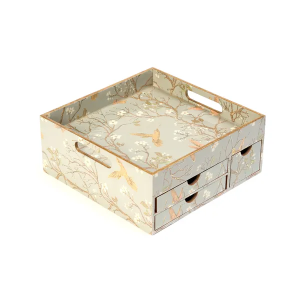 Silver_&_Gold_Wooden_Wooden_Enamel_Coated_Multi_Serving_Tray_With_3_Drawers_For_Home_,_Multi_Storage_Organizer_Tray_,_Dining_Tray_,_Drawer_Tray_(_(25X25X12)Cm_)