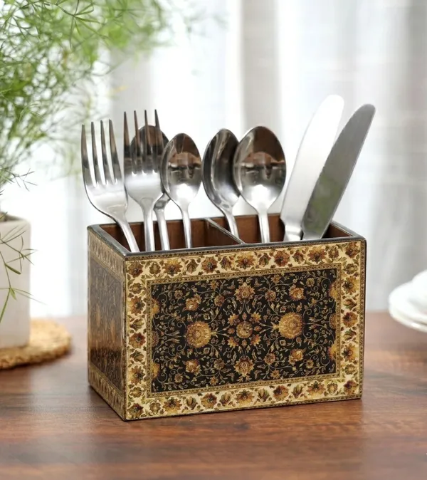 Enamel_Coated_Multiutility_Wooden_Holders_with_2_Sections_|_Spoon_Stand_Chammach_Holder|_Pen_Stand_(15xX10_cm)