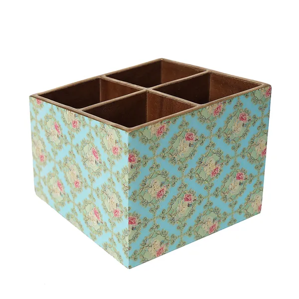 Blue_&_Pink_Wooden_Enamel_Coated_Multi_Utility_Wooden_Holders_With_4_Sections_,_Spoon_Stand_Chammach_Holder_,_Pen_Stand_(_(15X15X16)Cm_)