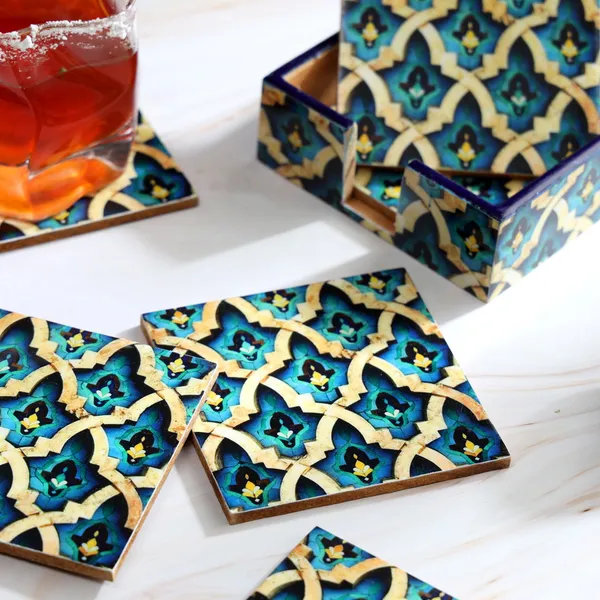 Blue_Wooden_Set_Of_6_Enamel_Coated_Wooden_Coasters_With_Stand_For_Home_And_Dining_Table_,_Stylish_Coasters_For_Tea_Coffee_And_Bar_(_(10X10)Cm_)