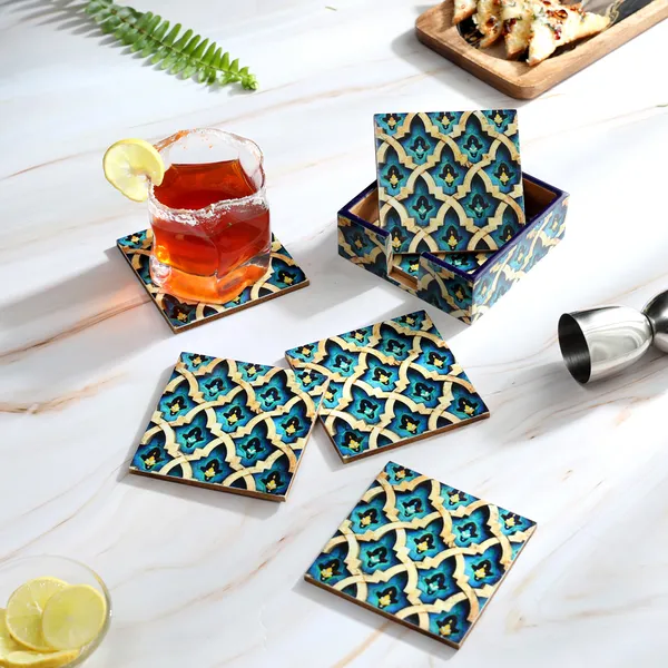 Blue_Wooden_Set_Of_6_Enamel_Coated_Wooden_Coasters_With_Stand_For_Home_And_Dining_Table_,_Stylish_Coasters_For_Tea_Coffee_And_Bar_(_(10X10)Cm_)