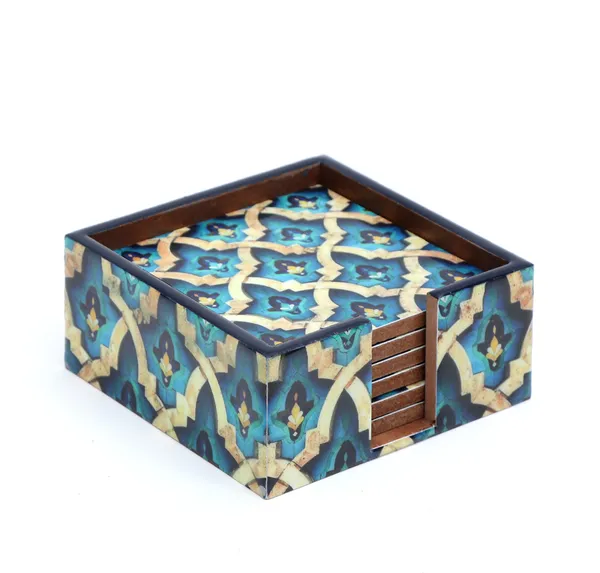 Blue_Wooden_Set_Of_6_Enamel_Coated_Wooden_Coasters_With_Stand_For_Home_And_Dining_Table_,_Stylish_Coasters_For_Tea_Coffee_And_Bar_(_(10X10)Cm_)