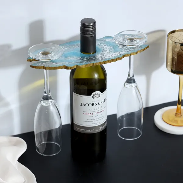 Aqua_Resin_Wine_Bottle_Holder_In_Resin_For_Home_And_Dining_Table_Decor_(_(24X10)Cm_)