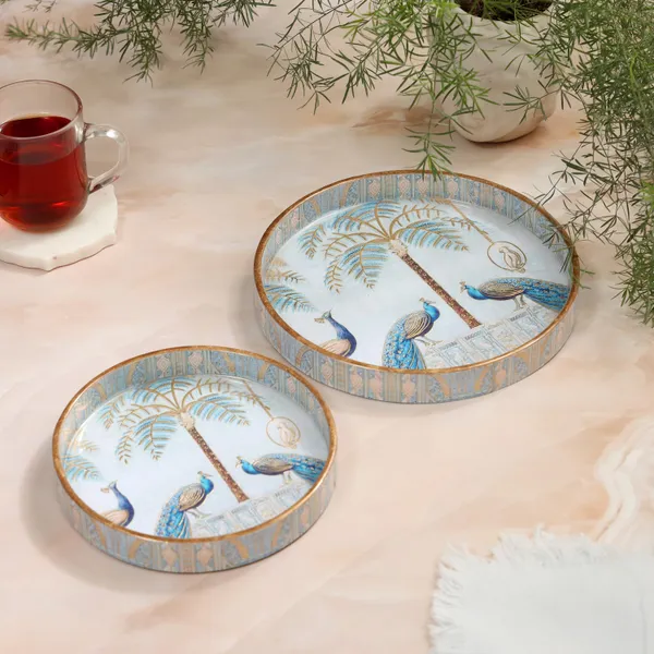 Blue_&_Gold_Wooden_Wooden_Enamel_Coated_Rectangular_Set_Of_2_Trays_,_Serving_Tray_For_Home_&_Dining_Table_,_Printed_Multipurpose_Trays_(_(23X23||18X18)Cm_)_(Set_Of_2)