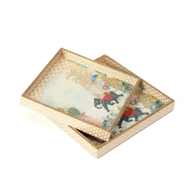 Wooden_Enamel_Coated_Square_Set_of_2_Trays_|_Serving_Tray_for_Home_&_Dining_Table_|_Printed_Multipurpose_Trays__(8x8_,_9x9_Inches)