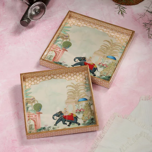 Wooden_Enamel_Coated_Square_Set_of_2_Trays_|_Serving_Tray_for_Home_&_Dining_Table_|_Printed_Multipurpose_Trays__(8x8_,_9x9_Inches)