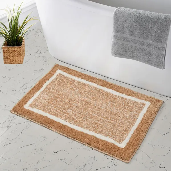 MAA_HOME_CONCEPT_Microfiber_Bathroom_Door_Mat,_Border_White,_Non-Slip_Backing,_Super_Absorbent_(Beige,_40x60_cm)