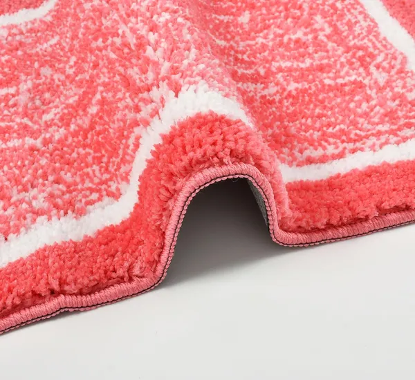 MAA_HOME_CONCEPT_Microfiber_Bathroom_Door_Mat,_Border_White,_Non-Slip_Backing,_Super_Absorbent_(Pink,_40x60_cm)