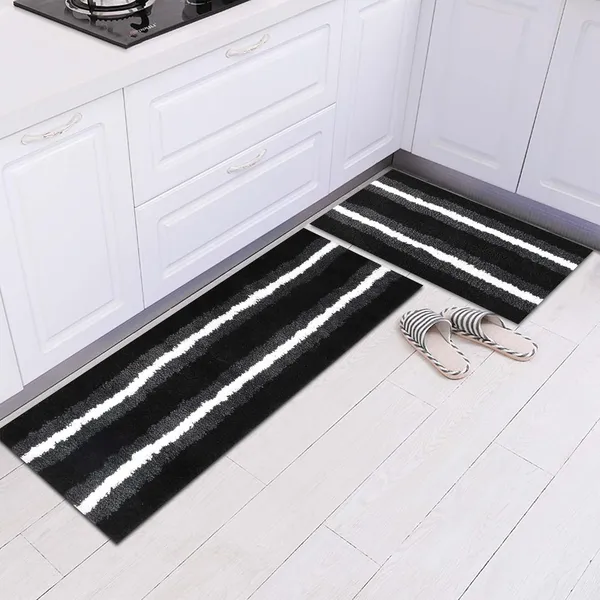 MAA_HOME_CONCEPT_Kitchen_Floor_Mat_Door_Runner_Mat_Doormat_for_Kitchen_Microfiber_Stripe_Kitchen_Mat_Size_40X60CM_40X120CM_(Black_&_White,_40X60CM_40X120)