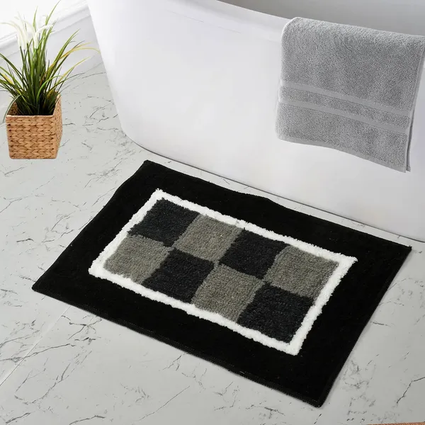 MAA_HOME_CONCEPT_Microfiber_Bathmat,_Anti-Skid_Floor_Mat,_40_x_60_cm,_Tufted_Design_(Black)