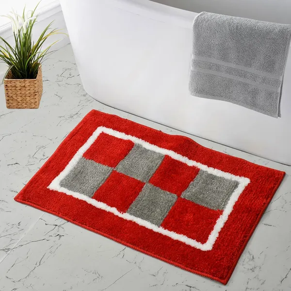 MAA_HOME_CONCEPT_Microfiber_Bathmat,_Anti-Skid_Floor_Mat,_40_x_60_cm,_Tufted_Design_(Red)