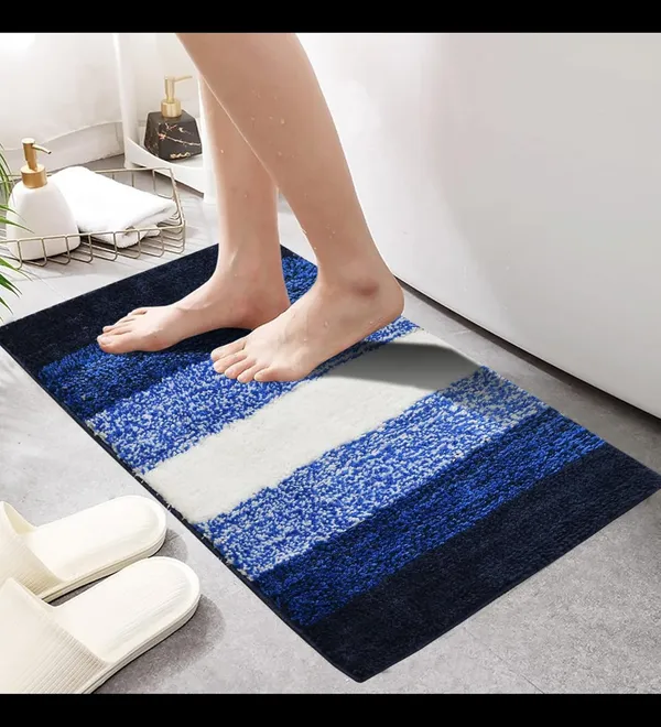 MAA_HOME_CONCEPT_Microfiber_Bath_Mat_Super_Absorbent/Anti-Skid_Mats_for_Bathroom/Bedroom/Door_Mat/Kitchen/Floor_Mat_(Stripe_Blue)