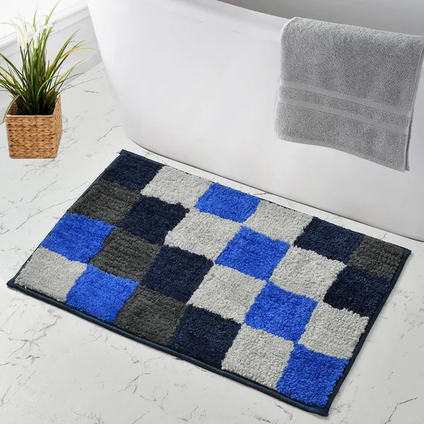 MAA_HOME_CONCEPT_Microfiber_Floor_Mat,_Floor_Mat_for_Bathroom,_Floor_Mat_for_Kitchen,_Anti-Slip_Mat,_Microfiber_Rectangular_Mat_(Check_Blue)