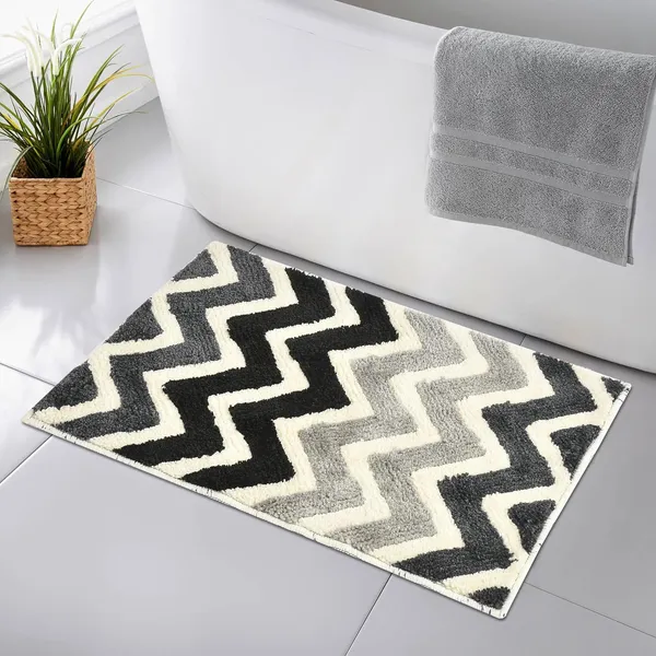MAA_HOME_CONCEPT_Microfiber_Floor_Mat,_Floor_Mat_for_Bathroom,_Floor_Mat_for_Kitchen,_Anti-Slip_Mat,_Microfiber_Rectangular_Mat_(Zig_ZAG_Black)