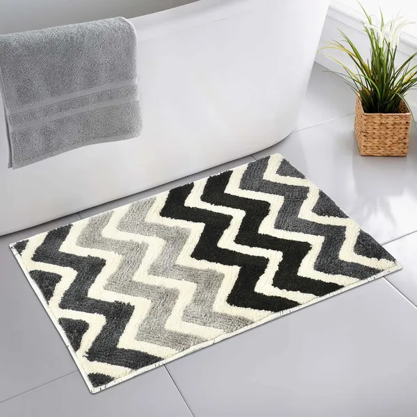 MAA_HOME_CONCEPT_Microfiber_Floor_Mat,_Floor_Mat_for_Bathroom,_Floor_Mat_for_Kitchen,_Anti-Slip_Mat,_Microfiber_Rectangular_Mat_(Zig_ZAG_Black)