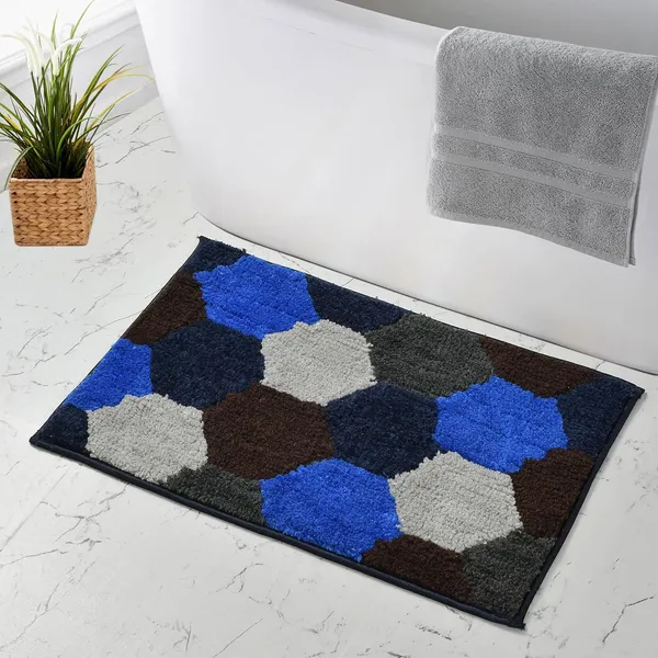 MAA_HOME_CONCEPT_Microfiber_Floor_Mat,_Floor_Mat_for_Bathroom,_Floor_Mat_for_Kitchen,_Anti-Slip_Mat,_Microfiber_Rectangular_Mat_(Honey_Comb_Blue)