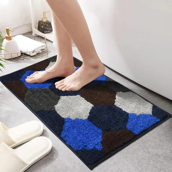 MAA_HOME_CONCEPT_Microfiber_Floor_Mat,_Floor_Mat_for_Bathroom,_Floor_Mat_for_Kitchen,_Anti-Slip_Mat,_Microfiber_Rectangular_Mat_(Honey_Comb_Blue)