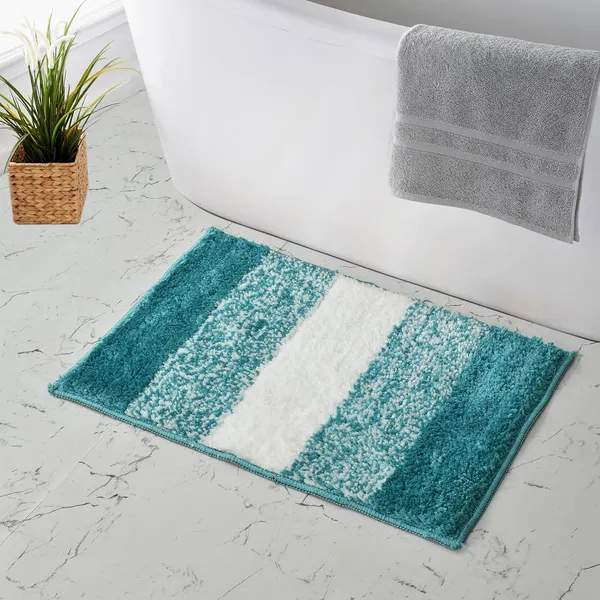 MAA_HOME_CONCEPT_Stripe_1500_GSM_A20_Microfiber_Bath_Mat_Super_Absorbent/Anti-Skid_Mats_for_Bathroom/Bedroom/Floormat/Doormat_(Green)