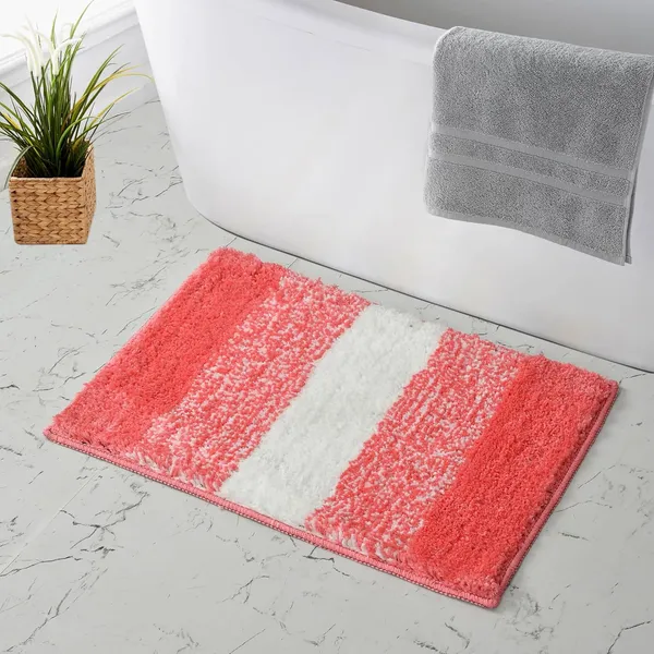 MAA_HOME_CONCEPT_Stripe_1500_GSM_A20_Microfiber_Bath_Mat_Super_Absorbent/Anti-Skid_Mats_for_Bathroom/Bedroom/Floormat/Doormat_(Pink)