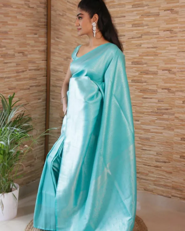 Sky_Blue_Saree_With_Soft_Lichi_Silk_Fabric_With_Jacquard_Work_For_Women