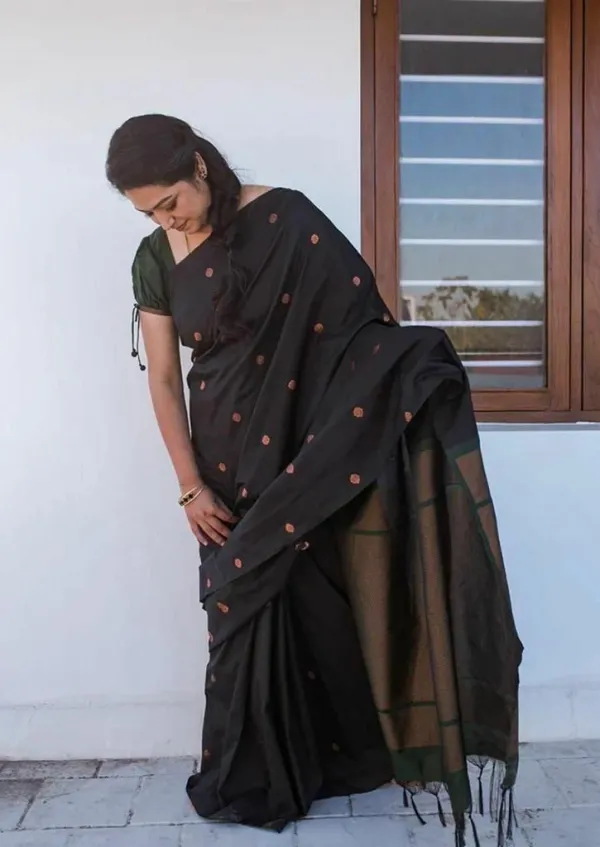 Black_Saree_With_Soft_Lichi_Silk_Fabric_With_Jacquard_Work_With_For_Women