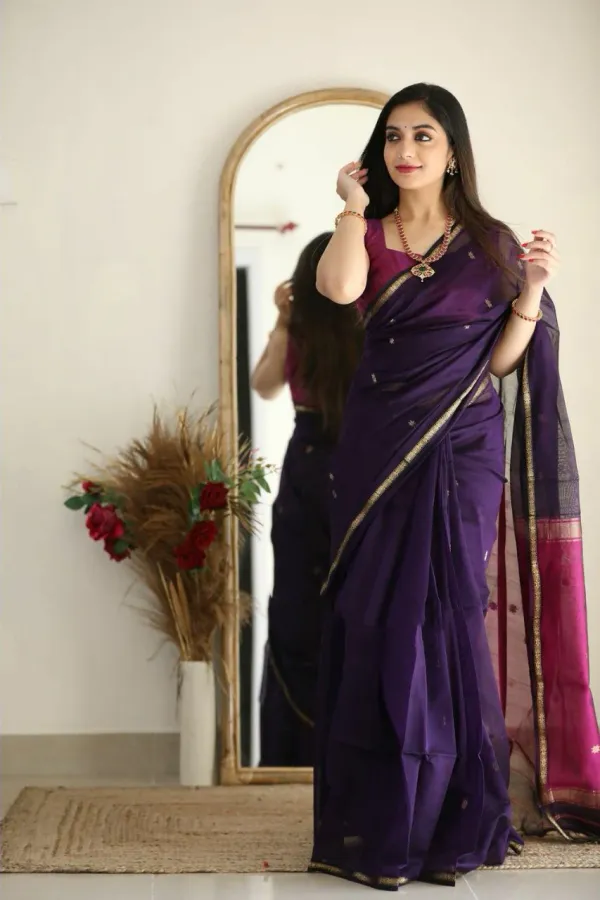 Purple_Saree_With_Soft_Lichi_Silk_Fabric_With_Jacquard_Work_With_For_Women