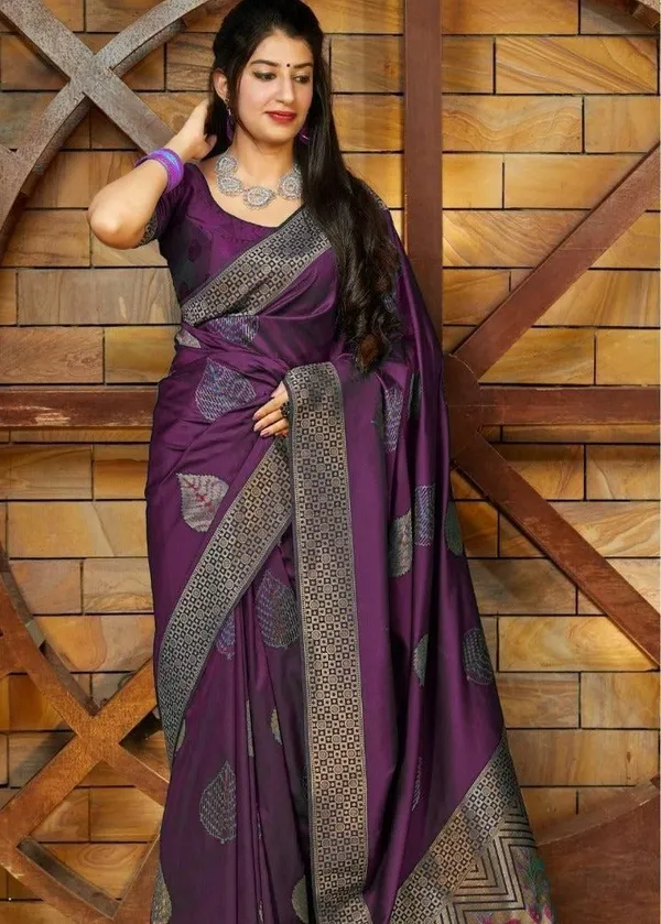 Purple_Saree_With_Soft_Lichi_Silk_Fabric_With_Jacquard_Work_For_Women