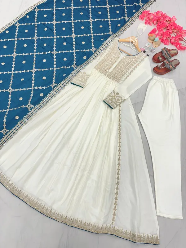 Blue_Chinon_Silk_Anarkali_Gown_With_Embroidered_Work_For_Women