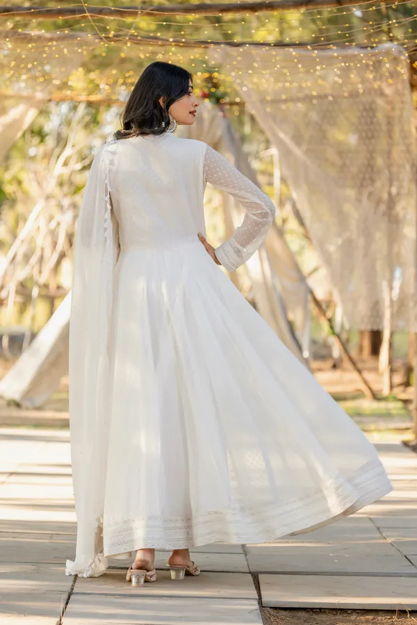 White_New_Party_Wear_Look_Anarkali_Gown_Bottom_Dupatta_Set_With_Faux_Georgette_Fabric_For_Women
