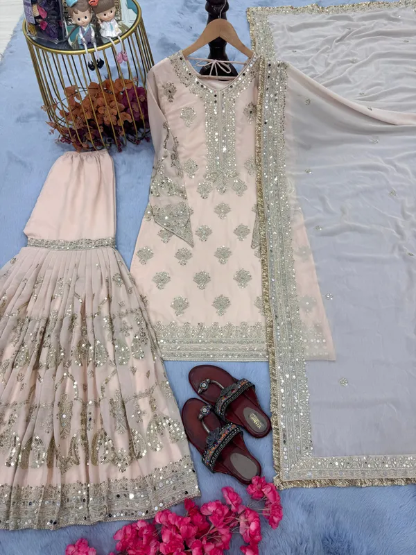Beige_Designer_Party_Wear_Look_Pure_Heavy_Faux_Georgette_Fabric_Top_Palazzo_Dupatta_Set_For_Women