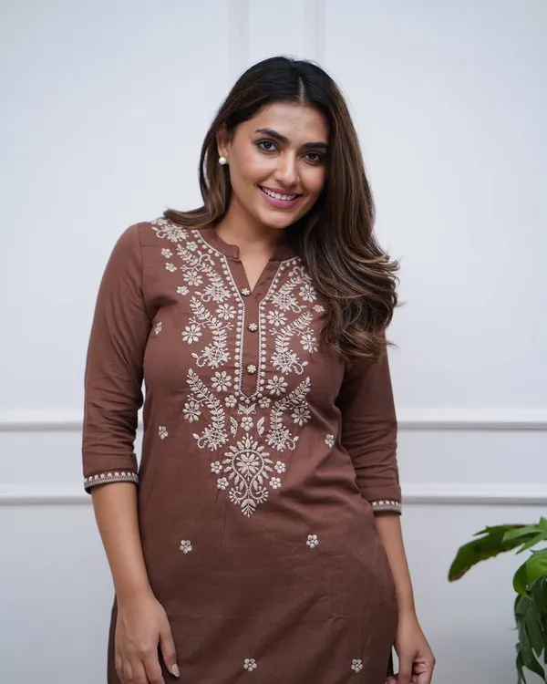 Brown_Special_Trending_Cord-Set_For_Ladies_With_Embroidery_Work_Rayon_Fabric_For_Women