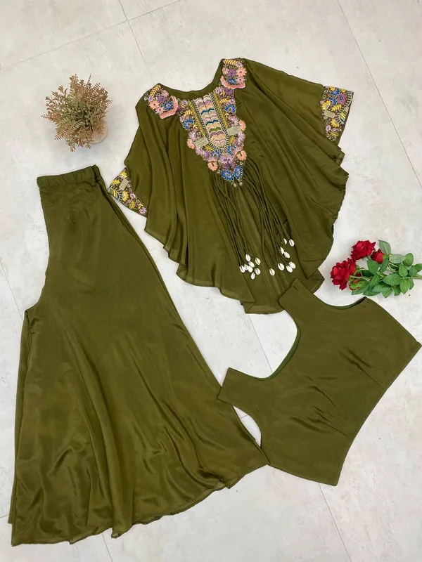 Olive_New_Trendy_Three_Piece_Indo_Western_With_Sequence_Embroidered_Work_With_Colour_For_Women