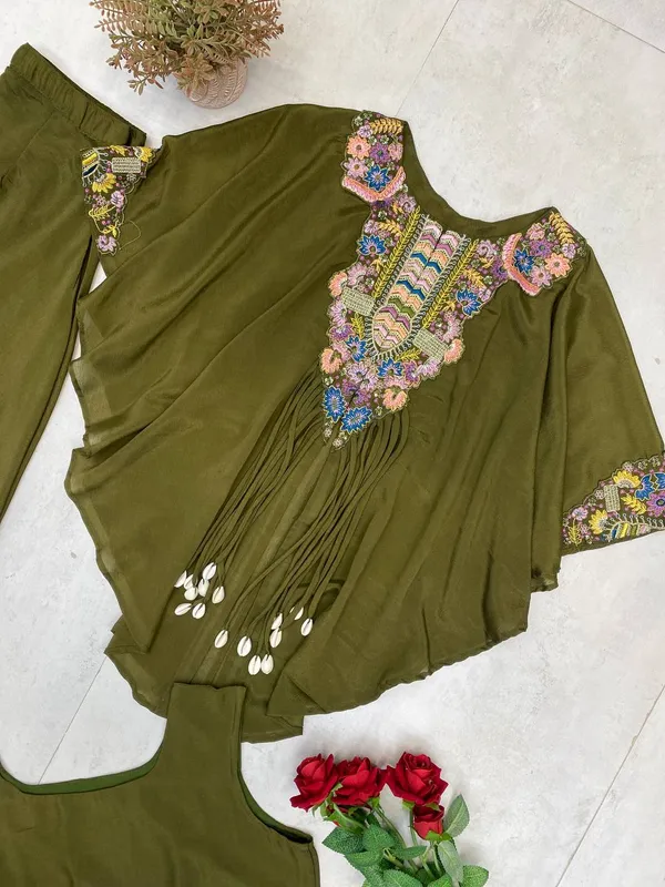 Olive_New_Trendy_Three_Piece_Indo_Western_With_Sequence_Embroidered_Work_With_Colour_For_Women