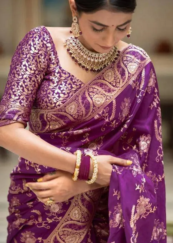 Purple_Saree_With_Soft_Lichi_Silk_Fabric_With_Jacquard_Work_With_For_Women