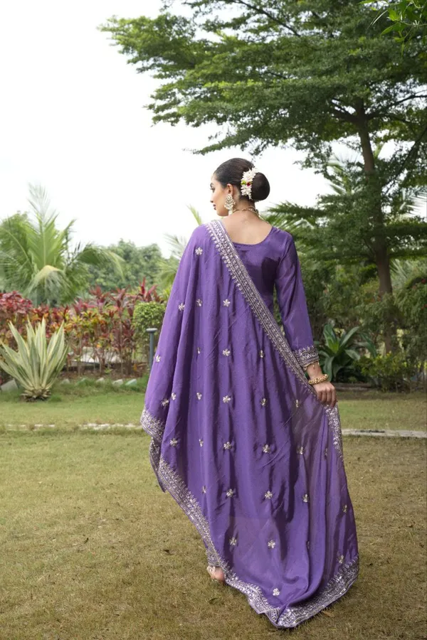 Lavender_Top_Pant_Dupatta_With_Chinon_Fabric_Suit_With_Embroidered_Work_For_Women