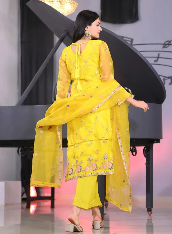 Multicolor_Top_Pant_Dupatta_With_Organza_Fabric_Coding_Embroidery_Sequence_Work_For_Women
