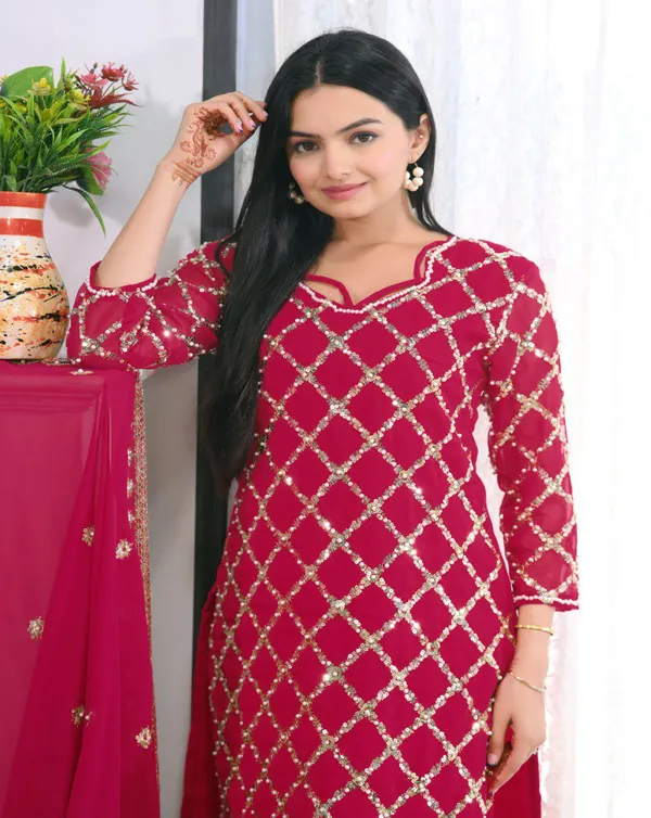 Multicolor_Top_Pant_Dupatta_With_Faux_Georgette_Fabric_With_Deep_For_Women
