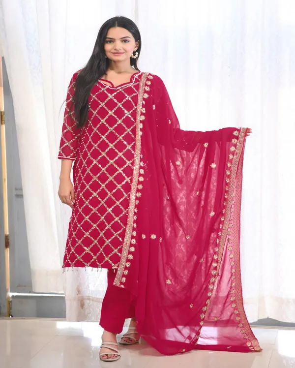 Multicolor_Top_Pant_Dupatta_With_Faux_Georgette_Fabric_With_Deep_For_Women