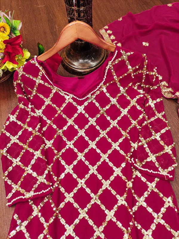 Multicolor_Top_Pant_Dupatta_With_Faux_Georgette_Fabric_With_Deep_For_Women