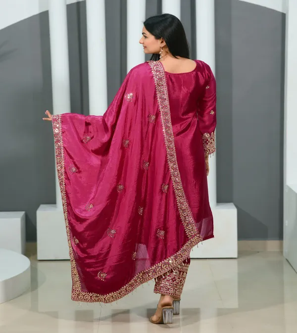 Multicolor_Suit_With_Designer_Embroidered_Chinon_Fabric_With_Coding_Sequence_Work_Floral_For_Women