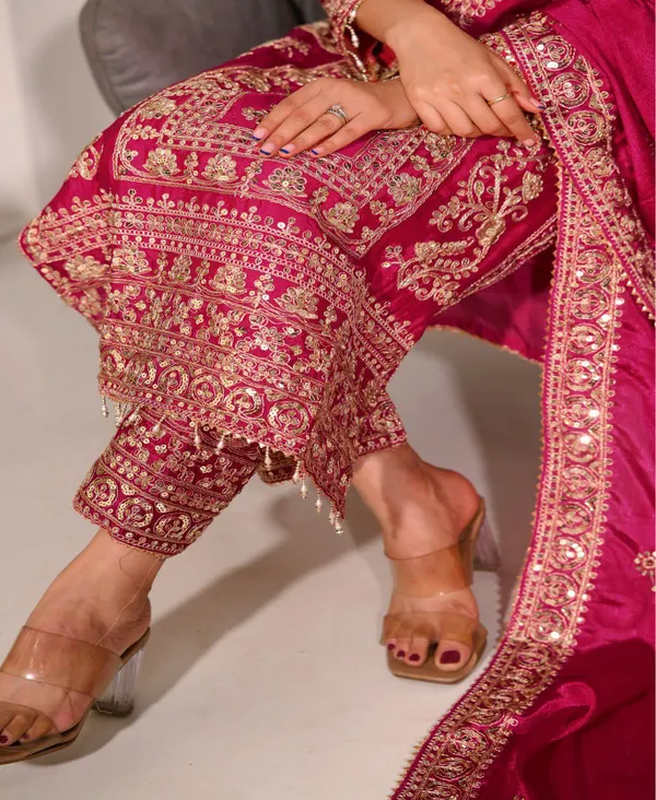 Multicolor_Suit_With_Designer_Embroidered_Chinon_Fabric_With_Coding_Sequence_Work_Floral_For_Women